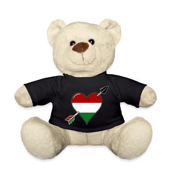 Hungary flag heart in love - Teddy Bear - black - Front