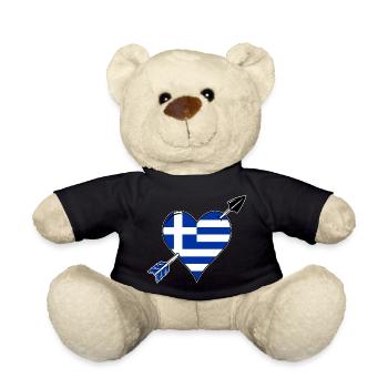 Griechenland Flagge Herz Liebe - Teddy - Schwarz - Vorne