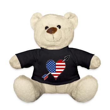 USA Flag Heart Love - Teddy Bear - black - Front