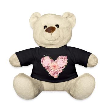 belle composition de coeur de fleurs roses - Nounours - noir - Devant