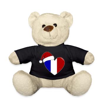 Drapeau de la France Coeur de Noël - Nounours - noir - Devant