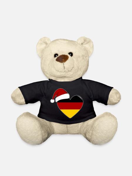 Deutschland Flagge Weihnachten Herz - Teddy - Schwarz