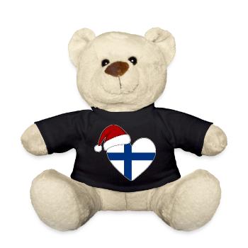 Coeur de Noël drapeau Finlande - Nounours - noir - Devant