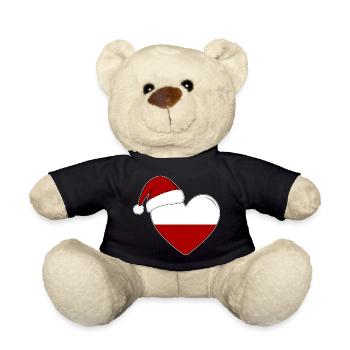 Drapeau de Pologne coeur de Noël - Nounours - noir - Devant