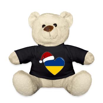 Coeur de Noël drapeau de l’Ukraine - Nounours - noir - Devant