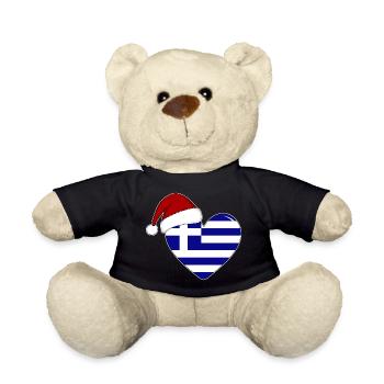 Coeur de Noël drapeau Grèce - Nounours - noir - Devant