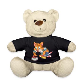 Curling Cat - Teddy Bear - black - Front