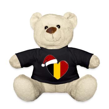 Belgien Flagge Weihnachten Herz - Teddy - Schwarz - Vorne