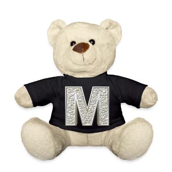 M, letter, letter M, initial, initial M, monogram, - Teddy Bear - black - Front