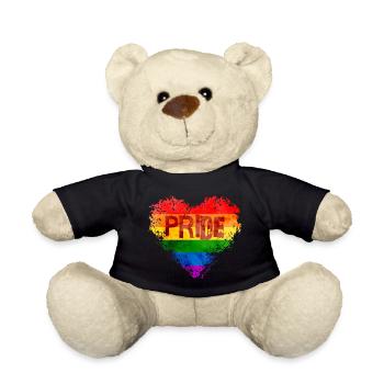Arc-en-ciel Coeur Fierté LGBTQ Coloré Amour Gay - Nounours - noir - Devant