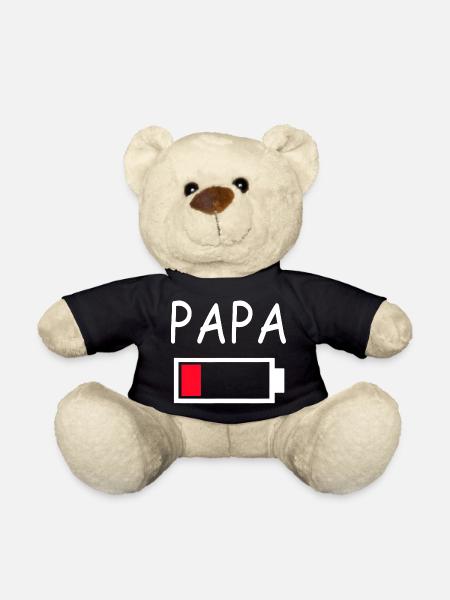 Papa Battery Empty Daddy Battery Dad Battery - Teddy Bear - black