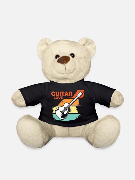 Gitarre Liebe Musik Illustration vintage retro - Teddy - Schwarz