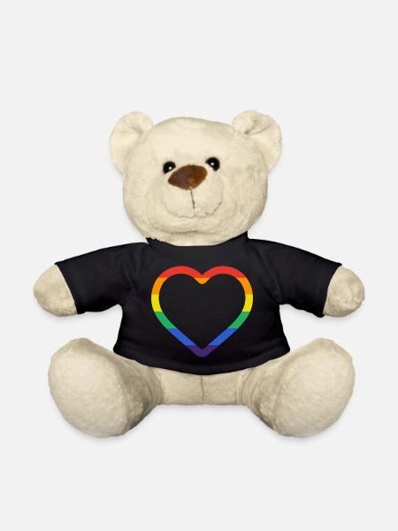 Heart Rainbow Contour - LGBT Inclusive Love - Teddy Bear - black