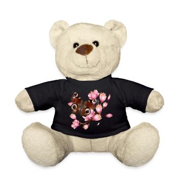 Schmetterling Tagpfauenauge mit Magnolie in rosa - Teddy - Schwarz - Vorne