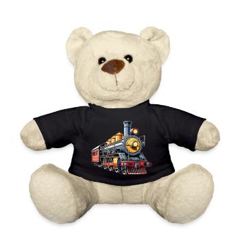 Steam Train Cartoon Nostalgia - Teddy Bear - black - Front