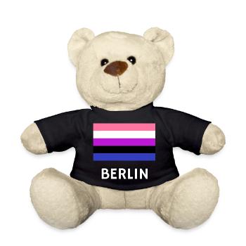 Genderfluid Pride Flag Berlin - Teddy Bear - black - Front