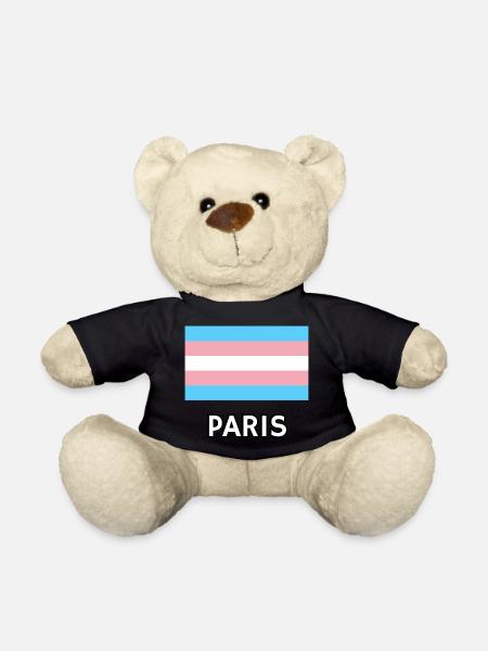Trans Pride Flag Paris - Teddy Bear - black