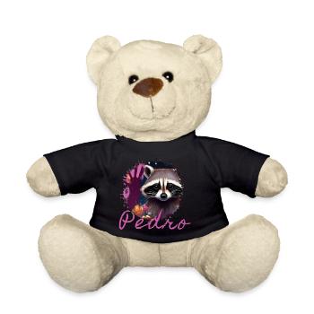 waschbär,graffiti,grau, Aquarell,Blumen,Pedro - Teddy - Schwarz - Vorne