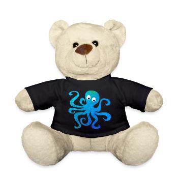 Oktopus Tintenfisch Comic Struktur Meer Ozean Tier - Teddy - Schwarz - Vorne