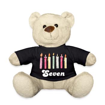 7e anniversaire bougie - Nounours - noir - Devant