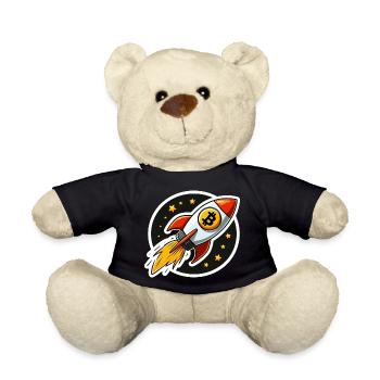 Bitcoin Rakete hebt ab zu den Sternen - Teddy - Schwarz - Vorne