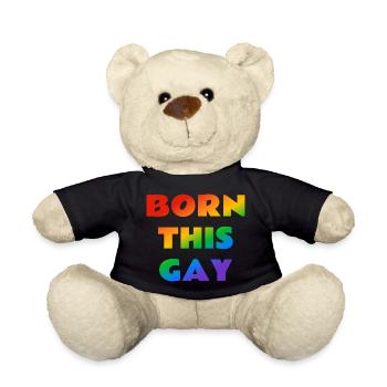 Né ce texte arc-en-ciel gay - Nounours - noir - Devant