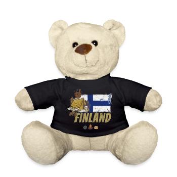 Finland Moose Vintage Flag and Tent Souvenir - Teddy Bear - black - Front