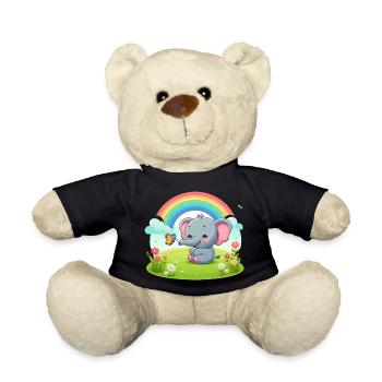 Éléphant joyeux et arc-en-ciel - Nounours - noir - Devant