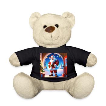 Cartoon Merry Christmas Saint Nicholas Gift - Teddy Bear - black - Front