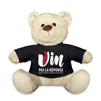 Wein ist nicht die Lösung (dunkel) - Teddy - Schwarz - Vorne