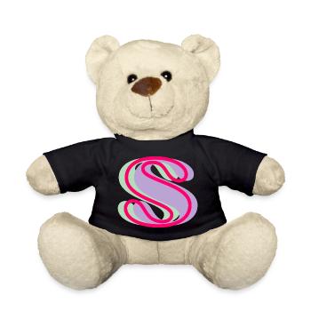 Multicolored letter s - Teddy Bear - black - Front