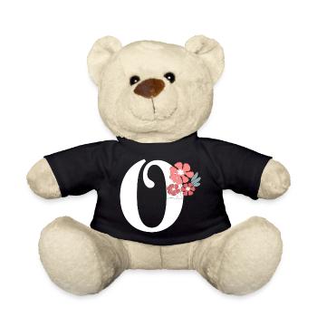 Letter o minimalist flowers - Teddy Bear - black - Front