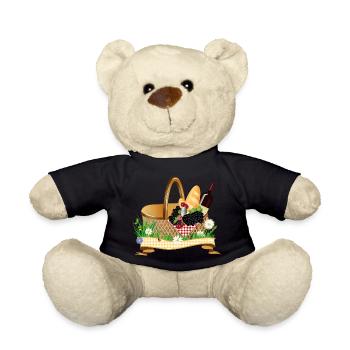 Gefüllter Picknickkorb – Sommerliches Genussmotiv - Teddy - Schwarz - Vorne