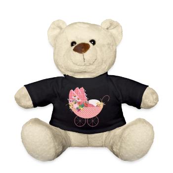 Playful Flower Stroller – Romantic Motif - Teddy Bear - black - Front