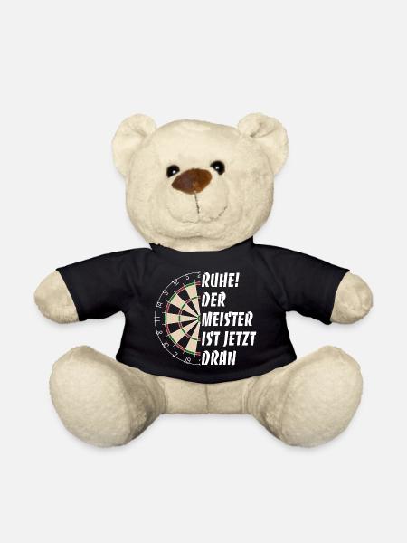 Ruhe! Der Meister ist jetzt dran - Dart Spruch - Teddy - Schwarz