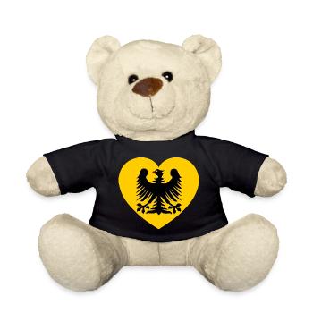 Heraldic eagle emblem in the heart - Teddy Bear - black - Front