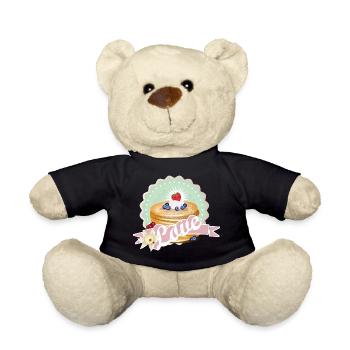 Charming pancake motif with cream and berries - Teddy Bear - black - Front