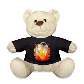 Burning chrome gasoline canister in retro style - Teddy Bear - black - Front
