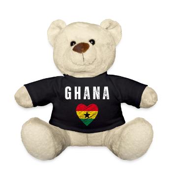 J’aime le Ghana, le drapeau ghanéen - Nounours - noir - Devant