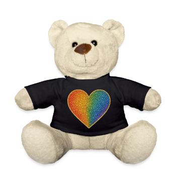 Conception de cœur arc-en-ciel étincelant - Nounours - noir - Devant