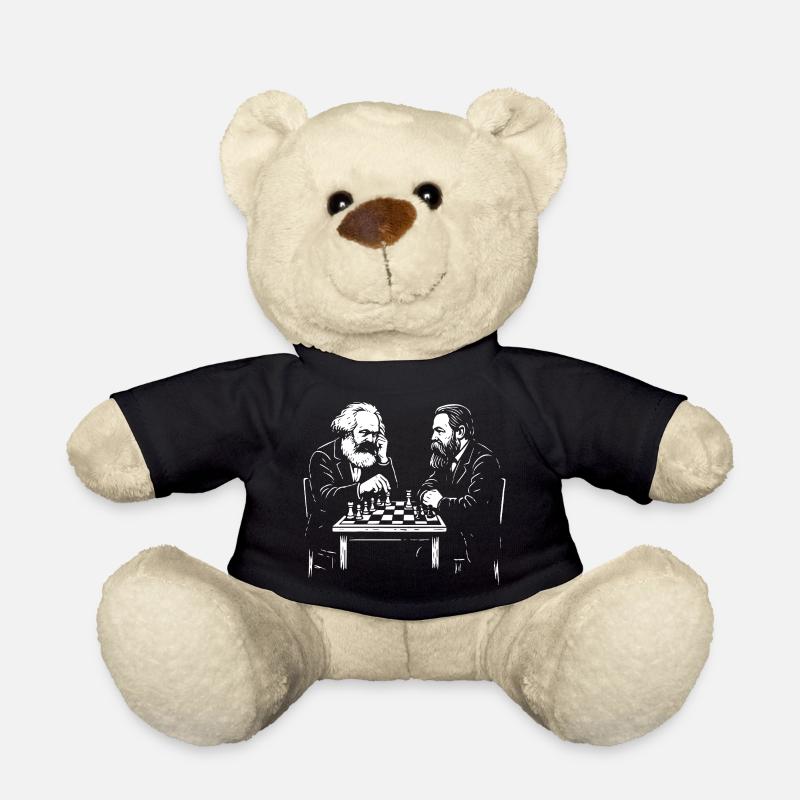Karl Marx und Friedrich Engels spielen Schach - Teddy - Schwarz