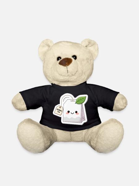 Kawaii Herbal Tea Bag Illustration - Teddy Bear - black