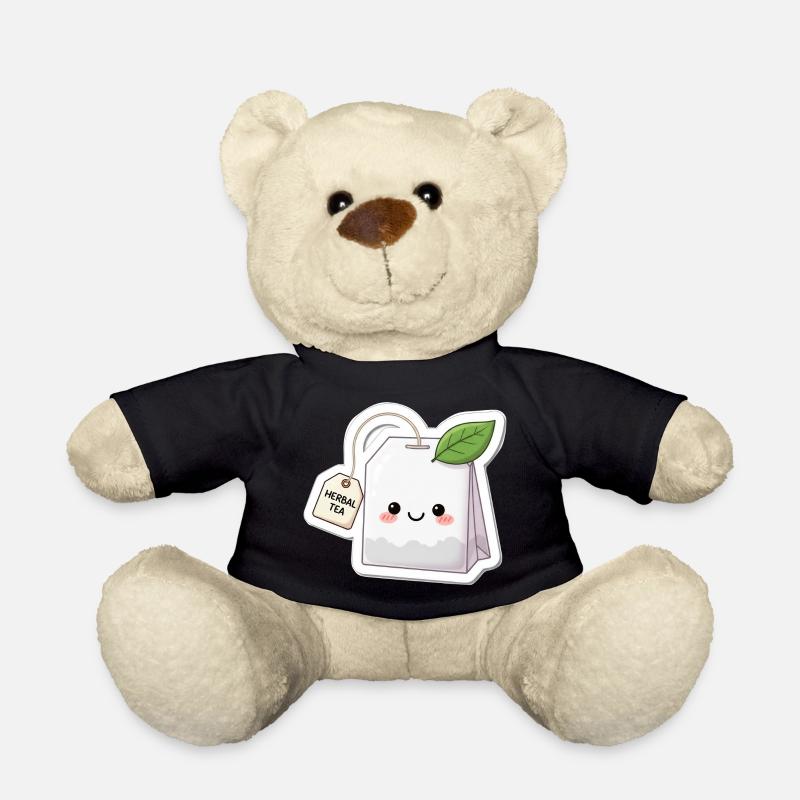 Kawaii Herbal Tea Bag Illustration - Teddy Bear - black
