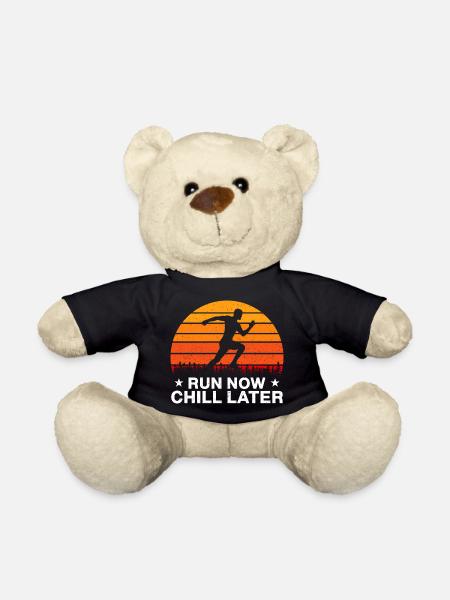 Running Run Now Chill Later Marathon Runner Gift - Nounours - noir