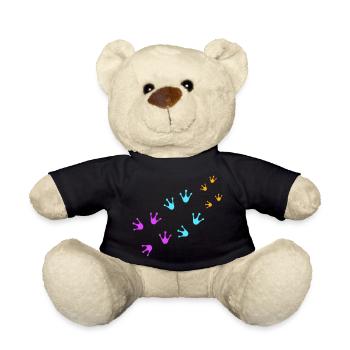 3 Frösche Fußabdrücke Familie Eltern Kind Team süß - Teddy - Schwarz - Vorne