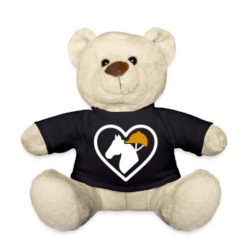 Horse Riding Heart Equestrian Love Gift - Teddy Bear - black - Front