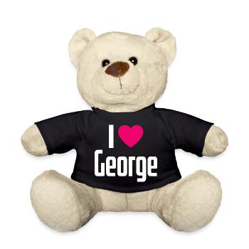 I Love George Pink Heart I Love George - Teddy Bear - black - Front