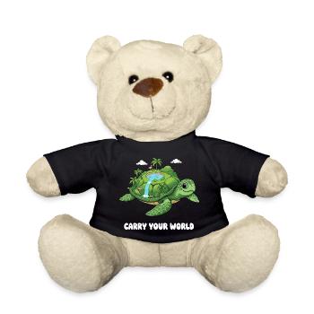 Island turtle with waterfall - Teddy Bear - black - Front
