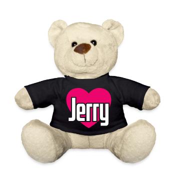 I Love Jerry Pink Heart I Love Jerry - Teddy Bear - black - Front