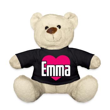 J’aime Emma Coeur rose J’aime Emma - Nounours - noir - Devant